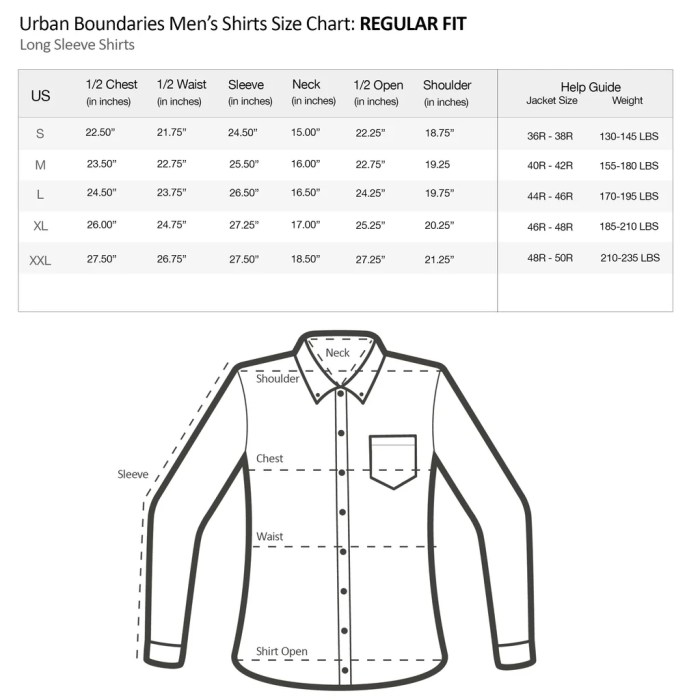 Mens xxl dress shirt size chart