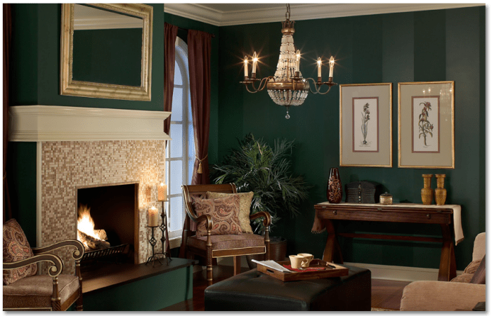 How to decorate a green color painted room