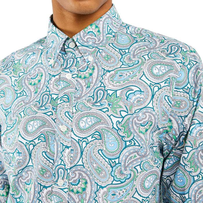 Mens green paisley dress shirt