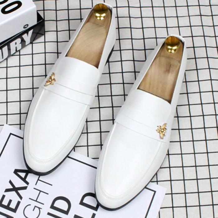 White and gold mens dress shoes